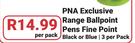 PNA Exclusive Range Ballpoint Pens Fine Point Black Or Blue 3 Per Pack-Per Pack