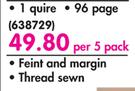 A4 Hard Cover Books 1 Quire 96 Page-Per 5 Pack