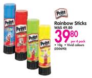 Pritt Rainbow Sticks 10g Vivid Colours-Per 4 Pack