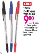 Aro Stick Ballpens-Per 5 Pack