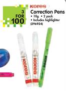 Kores Correction Pens 2 Per Pack-3 Nos