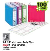 A4 6 Pack Lever Arch Files plus 2 Ring Binders