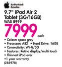 Apple 9.7" iPad Air 2 Tablet (3G/16GB) Each