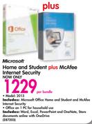 Microsoft Home and Student plus McAfee Internet Security 2013-Per Bundle