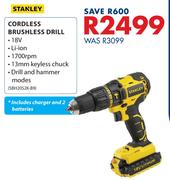 Stanley Cordless Brushless Drill SBH20S2K-B9