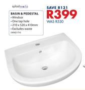 Splashworks Basin & Pedestal-210 x 520 x 410mm