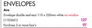 Aro Envelope Double Seal-Easi 110x220mm White No Window-per Box