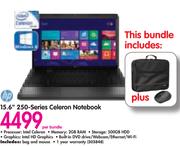 HP 15.6" 250 Series Celeron Notebook-Per Bundle