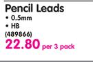 Pentel Pencil Leads 0.5mm HB-Per 3 Pack