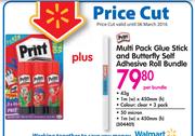 Pritt Multi Pack Glue Stick And Butterfly Self Adhesive Roll Bundle-Per Bundle