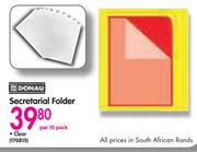 Secretarial Folder Clear-Per 10 Pack