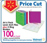 A4 6 Pack Lever Arch Files Plus 2 Ring Binders-Per 8 Pack
