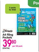 A4 Filing Pockets-Per 100 Pack