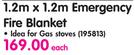 1.2x1.2m Emergency Fire Blanket-Each