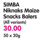 Simba Niknaks Maize Snacks Balers(All Variants)-50x20g
