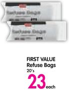 First Value Refuse Bags-20's Each