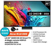 LG 65" QNED 86 4K Smart TV Al Magic Remote HDR10 WebOS24 2024 65QNED86T6A.AFAB