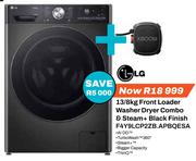 LG 13/8Kg Front Loader Washer/Dryer Combo & Steam + Black Finish F4Y9LCP2ZB.APBQESA