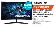 Samsung 32" Odyssey G55C, QHD, 165Hz Curved Gaming Monitor LS32CG552EAXXA