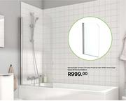 Nerea Bath Screen Chrome Pivot Screen With 4mm Clear Glass W76cm x H130cm