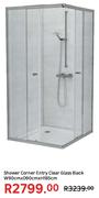 Shower Corner Entry Clear Glass Black W90cm x D90cm x H185cm