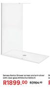 Sensea Remix Shower Screen & Arm Silver With Clear Glass W100cm x H200cm