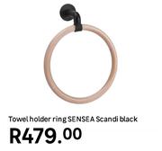 Sensea Scandi Towel Holder Ring Black