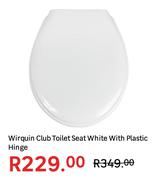 Wirquin Club Toilet Seat White With Plastic Hinge