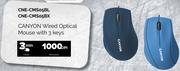 Canyon Wired Optical Mouse With 3 Keys CNE-CMS05BL/CNE-CMS05BX.