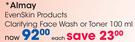 Almay EvenSkin Products Clarifying Face Wash Or Toner-100ml Each