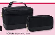 Clicks Black PVC Trim Cosmetics Purse