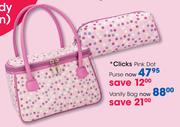 Clicks Pink Dot Purse 