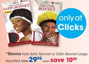 Donna Kids Satin Bonnet Or Satin Bonnet Large Assorted-Each