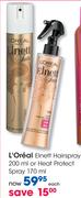 L'Oreal Elnett Hairspray 200ml Or Heat Protect Spray 170ml-Each