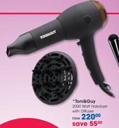 Toni & Guy 2000 Watt Hairdryer With Diffuser