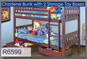 Charlene Bunk With 2 Storage Toy Boxes