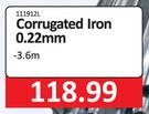 Corrugated Iron Sheet 0.22mm x 3.6m