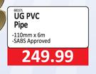 UG PVC Pipe-110mm x 6m