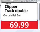 Clipper Track Double Curtain Rail 2m