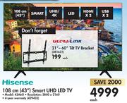 Hisense 108cm (43") Smart UHD LED TV 43S6G
