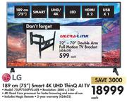 LG 189cm (75") Smart 4K UHD ThinQ Al TV 75UP7550PVD.AFB