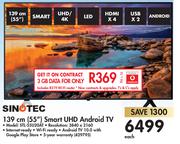 Sinotec 139cm (55") Smart UHD Android TV STL-55U20AT-On 3GB Data