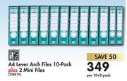 A4 Lever Arch Files 10 Pack Plus 2 Mini Files