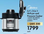 Midea 5.7L 2 In 1 Airfryer & Pressure Cooker MF-CN65A2