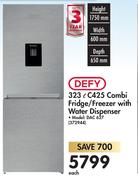 Defy 323L C425 Combi Fridge/Freezer With Water Dispenser DAC 627