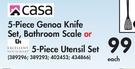 Casa 5 Piece Genoa Knife Set, Bathroom Scale Or 5 Piece Utensil Set-Each