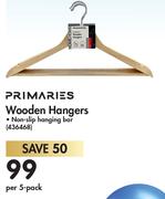 Primaries Wooden Hangers-Per 5 Pack