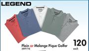 Legend Plain Or Melange Pique Golfer-Each