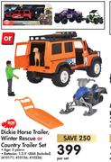 Dickie Horse Trailer, Winter Rescue Or Country Trailer Set-Per Set