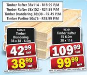 Timber Rafter 38 x 114-Per M